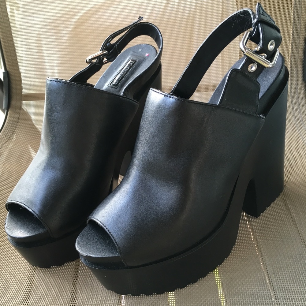 black Topshop platform heels